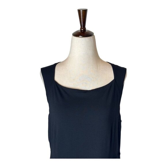 Eileen Fisher Dress Women Small Black Sleeveless Fit‎ And Flare Jersey Knit Midi - Picture 3 of 9